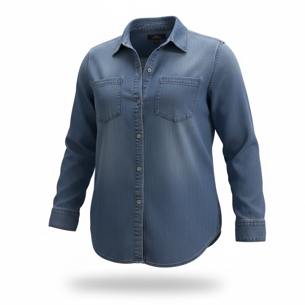 Talbots Navy‎ Denim Button-Up Shirt soft denim